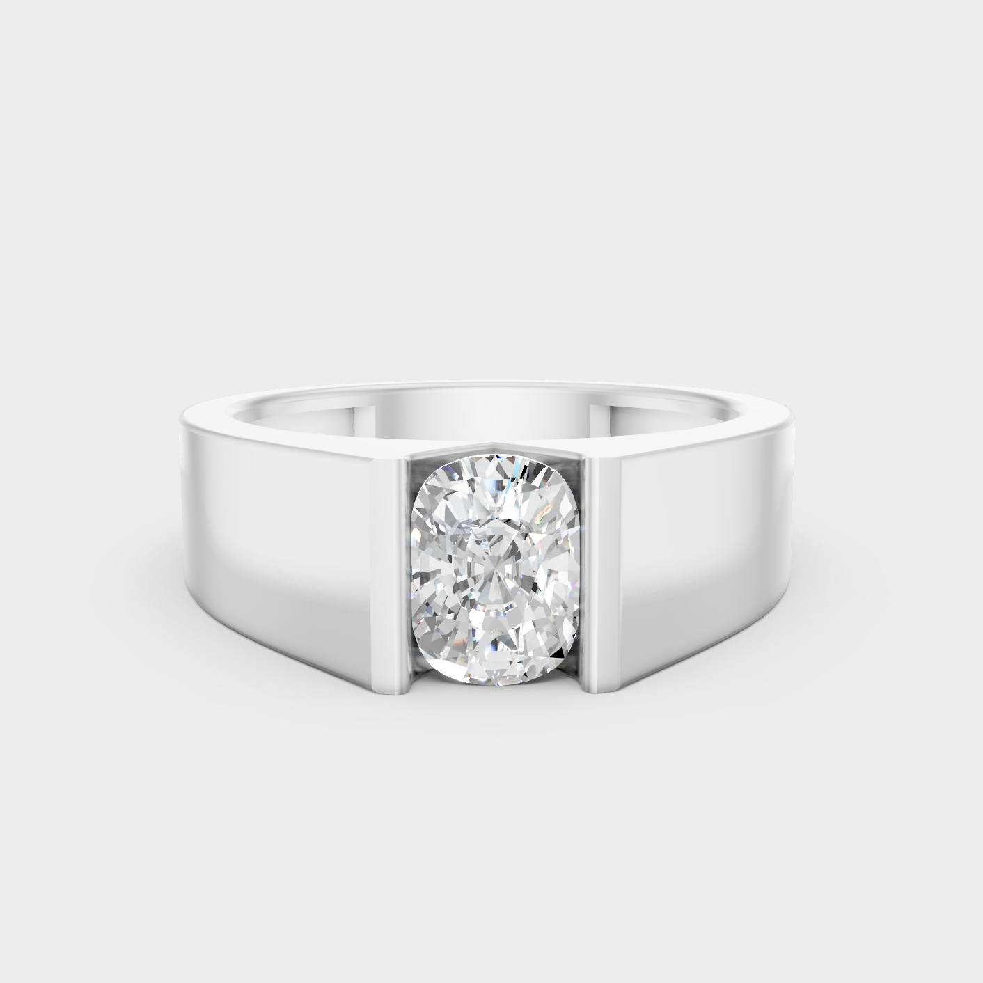 White Gold 1.65 Ct Lab Grown Cushion Diamond Mens Ring Certified Fine Jewelry